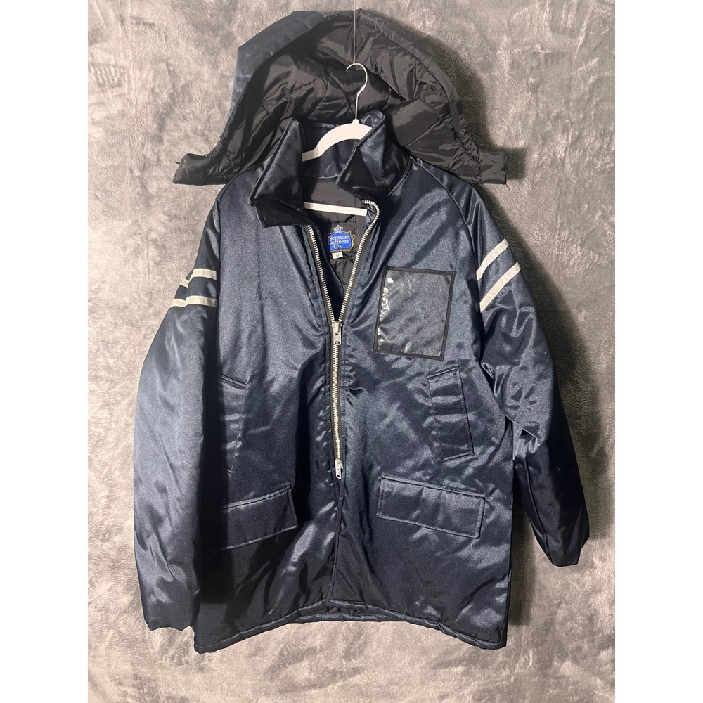 Vintage Neptune Garment Co Navy Blue Utility Parka Jacket with Detachable Hood